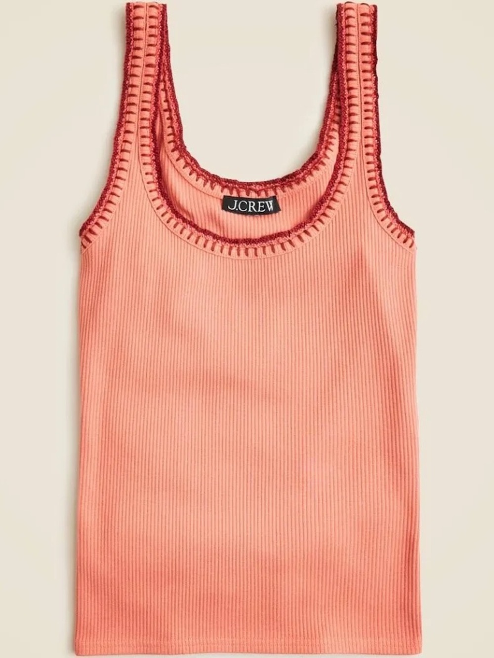 J. Crew Coral Tank with Dark Coral Trim